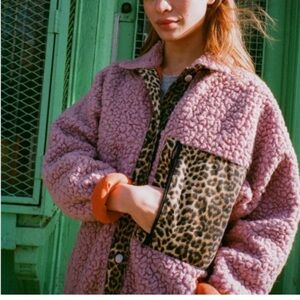 Sandy Liang Leopard Fleece in Dusty Pink XS
